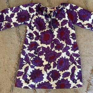 Girl's Pink Chicken Moroccan Holiday White Purple Floral Dress Size 8